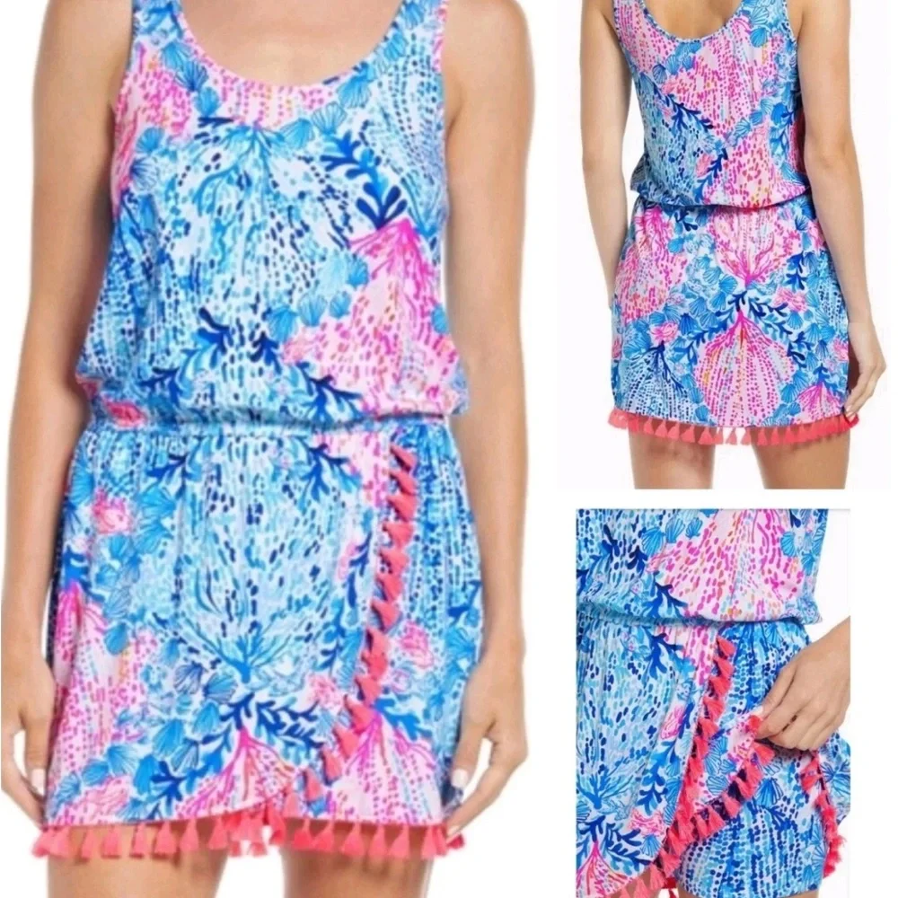 Lilly Pulitzer Jarrett Sleeveless Romper Dress Jumpsuit Tassels - Picture 1 of 5